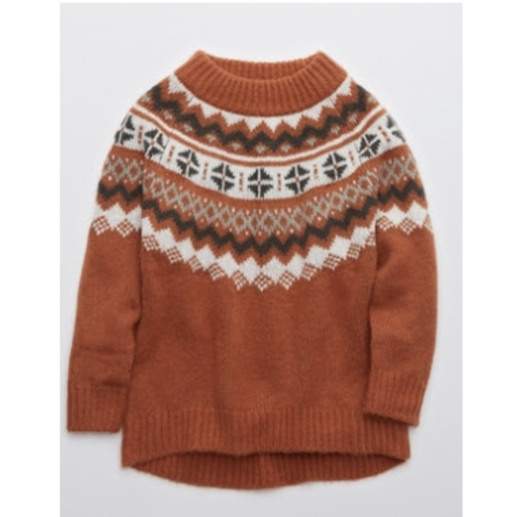 Aerie Fairisle sweater color canyon creek size medium small Fall Pumpkin - Picture 2 of 11